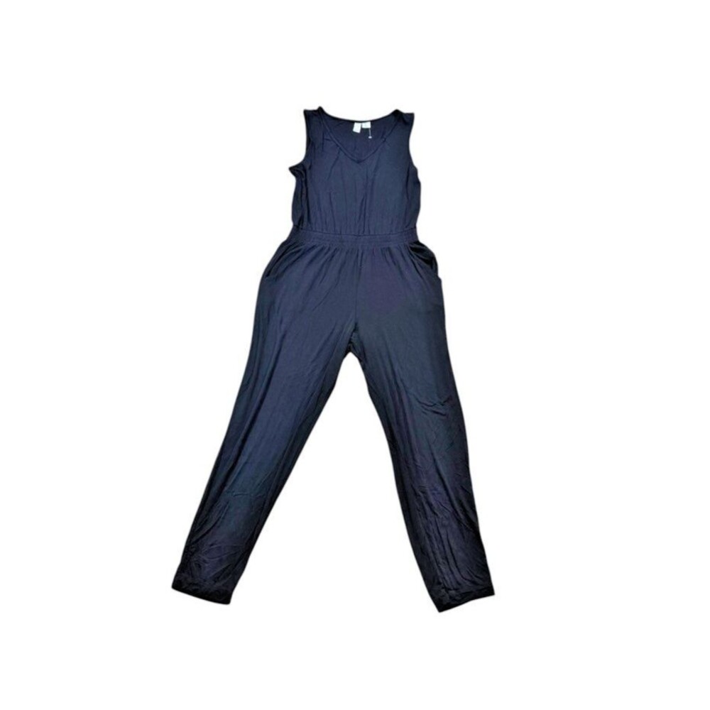 Joie Women's Jumpsuit Size Large Black Ankle Sleeveless V-Neck - Beach-Coastal